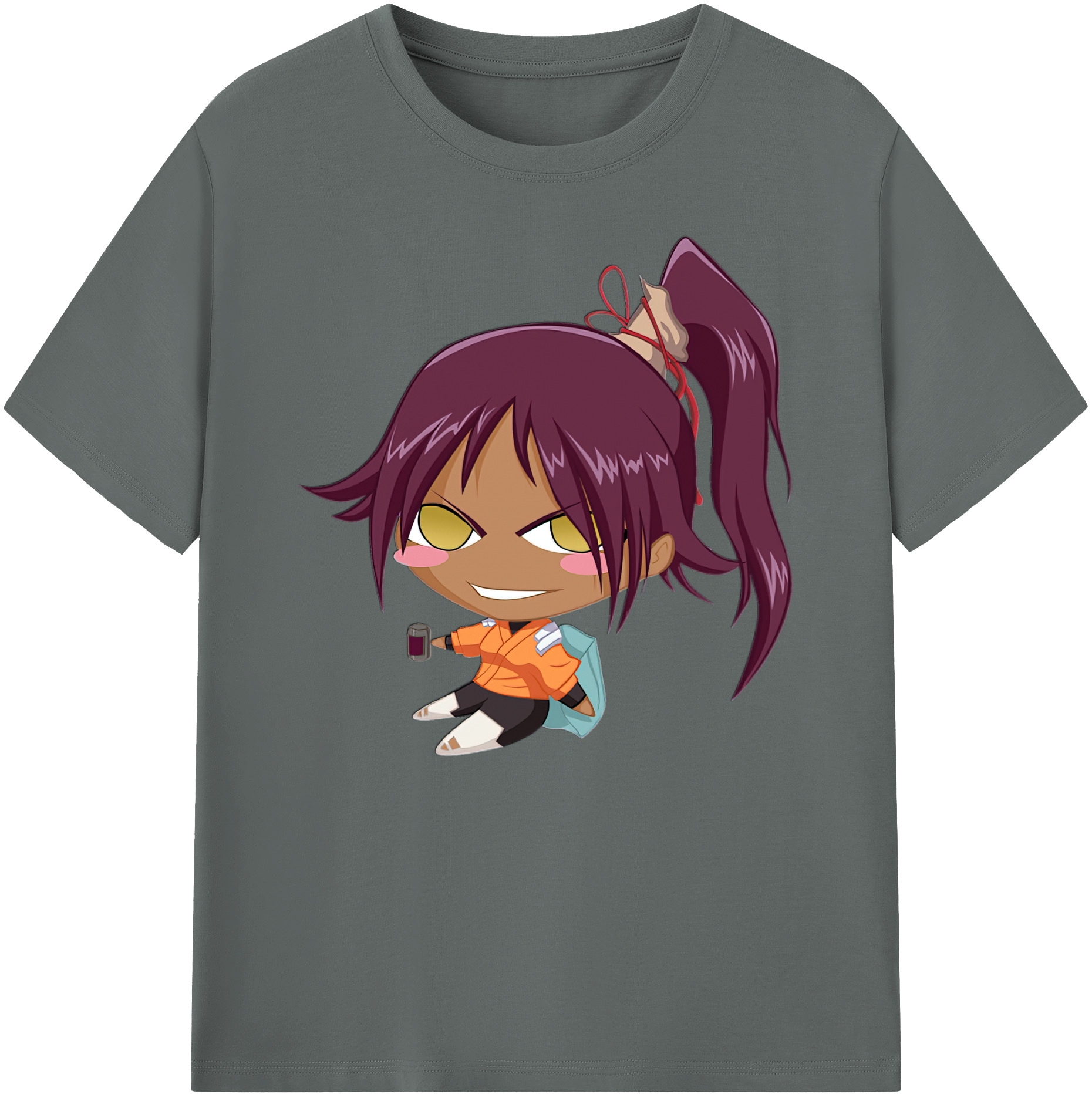 （画像用） ブリーチ 四楓院 夜一（しほういん よるいち） BLEACH Shihouin Yoruichi 綿100％ メンズ半袖Tシャツ｜肌触りやわらか＆通気性